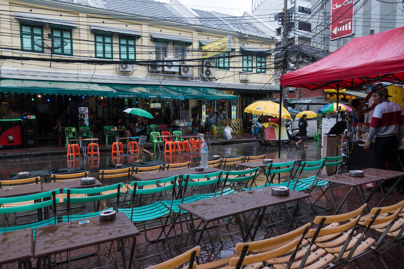 Khao San Road in the rain