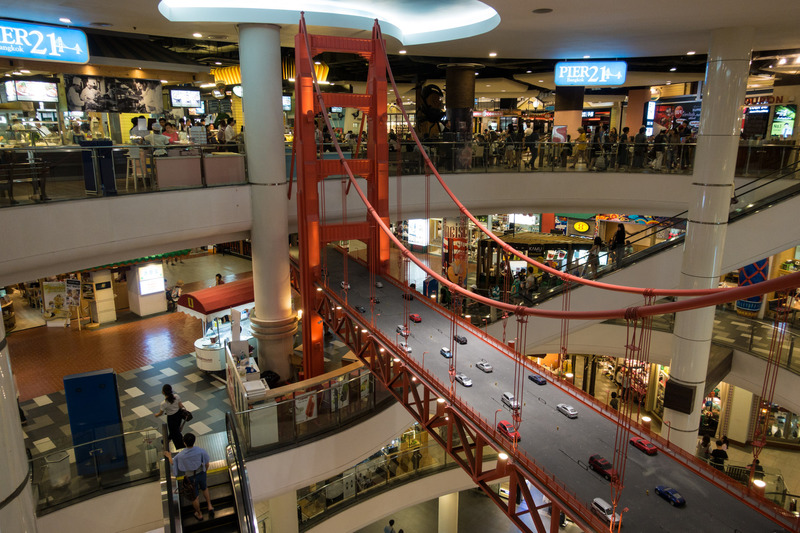 decorative Golden Gate Bridge inside Terminal 21 mall