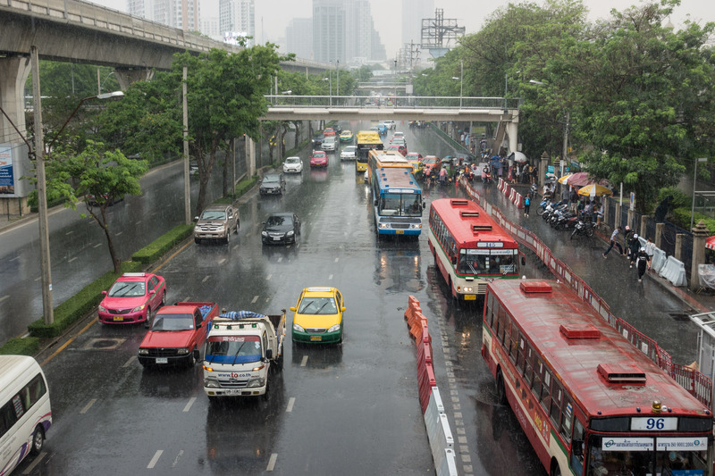 Bangkok street in the rain