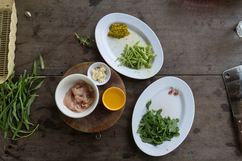 plates of chopped ingredients