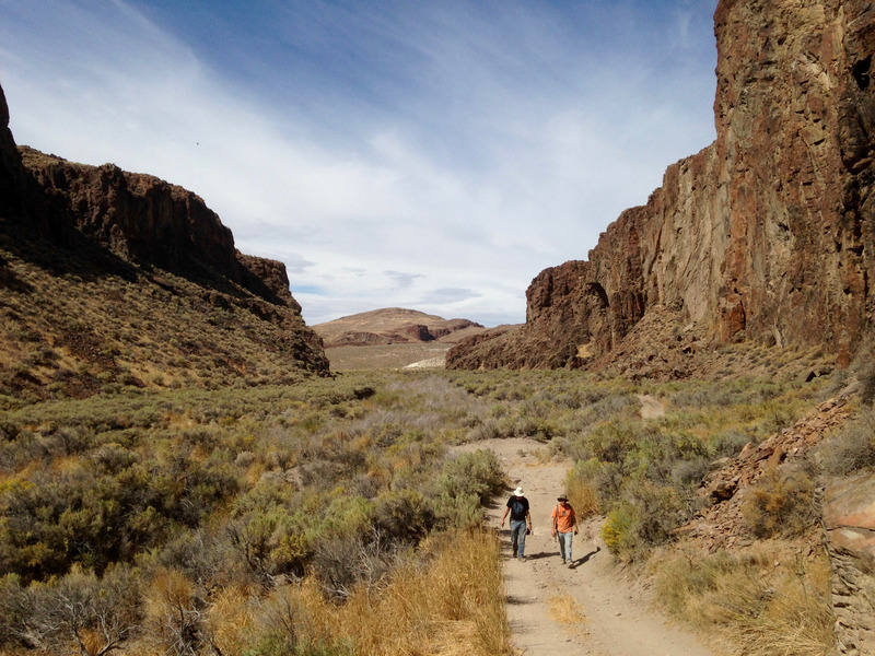 walking down the road through High Rock Canyon