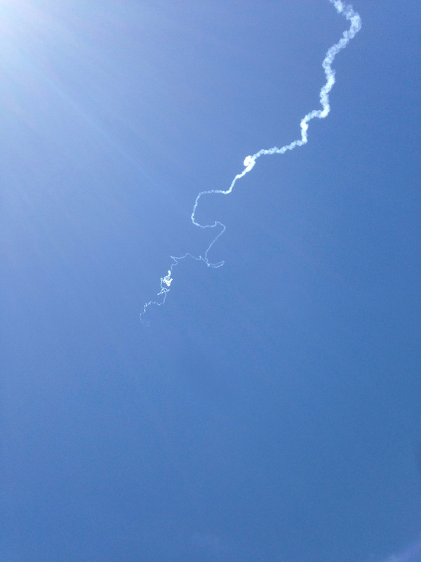 rocket trails in the sky