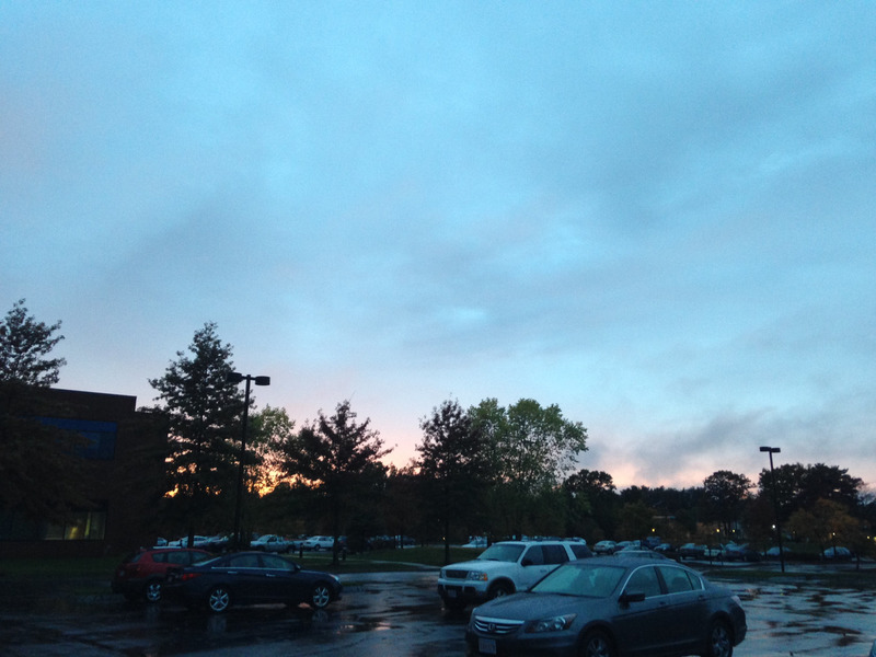 parking lot in the rain