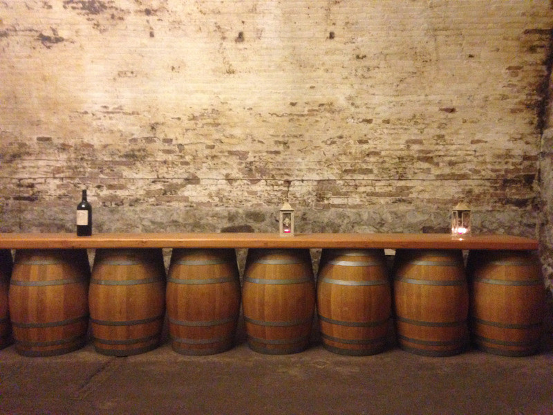 casks in the underground cellar