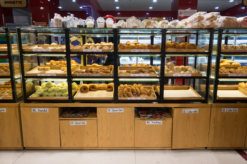 shelves in bakery