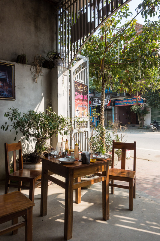 chairs and tables in the cafe