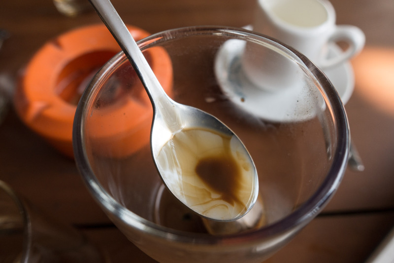 condensed milk on a spoon