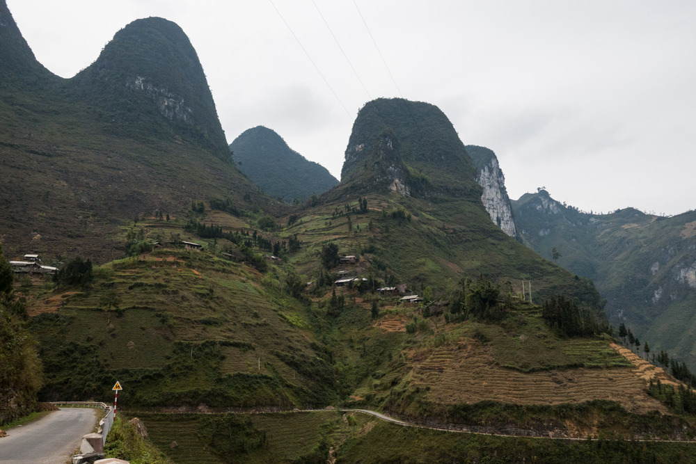 houses clinging to the side of the mountain