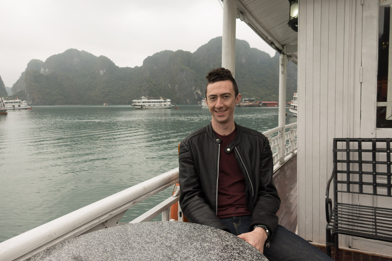 Jake sitting on the boat deck