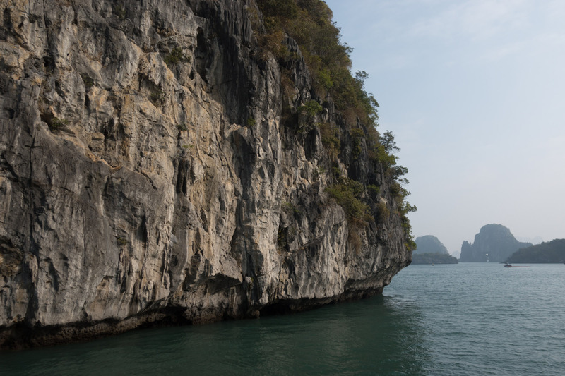 up-close view of rock and eroded base