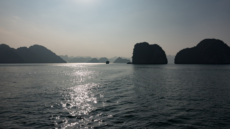 silhouette of small rocky islands