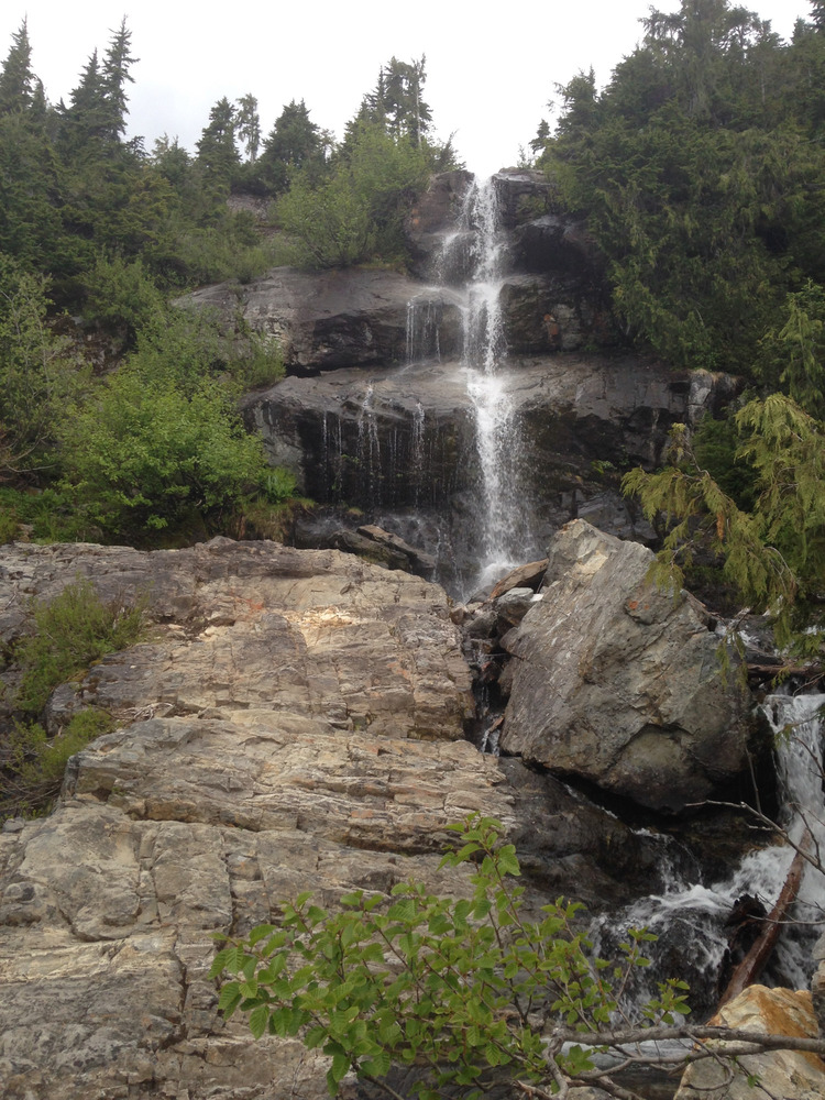 water cascading down boulders