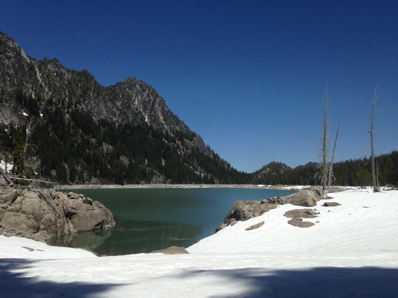 blue sky above the still lake