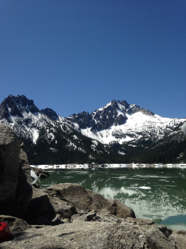 reflections of mountains in Snow Lake