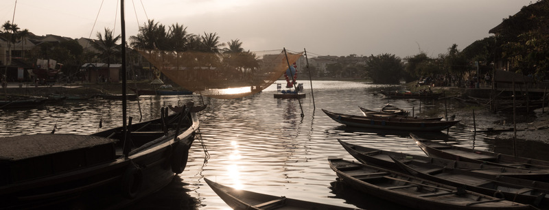 boats and a fishing net