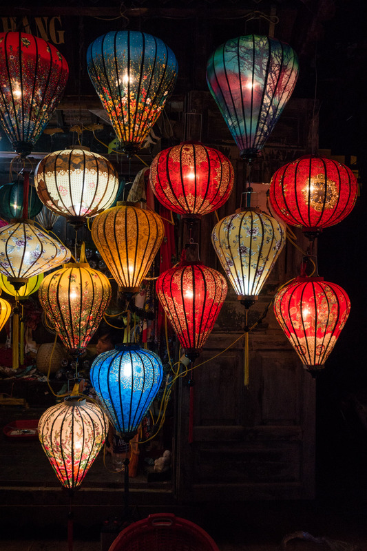 patterned fabric lanterns