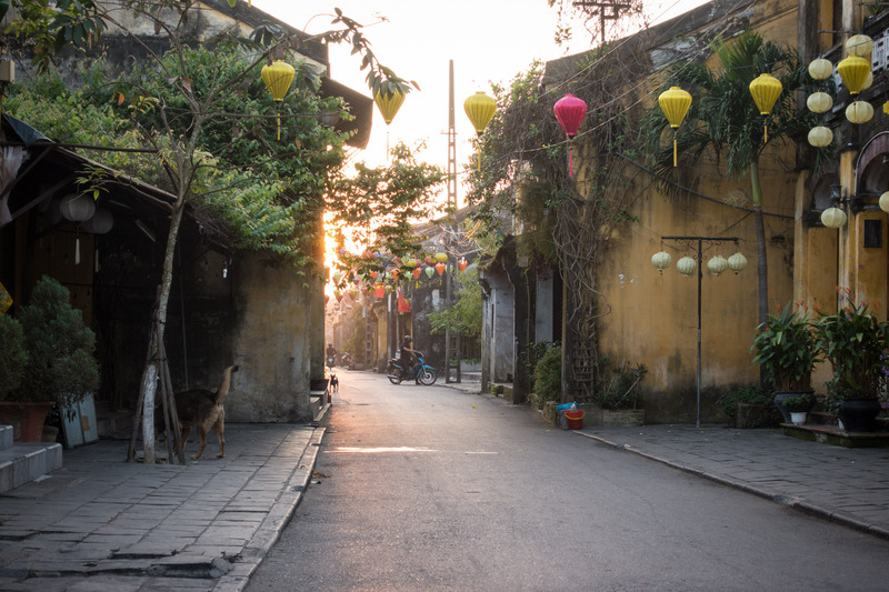 commercial street lit up with morning light