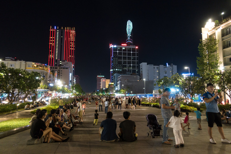 people spending time on the walking street