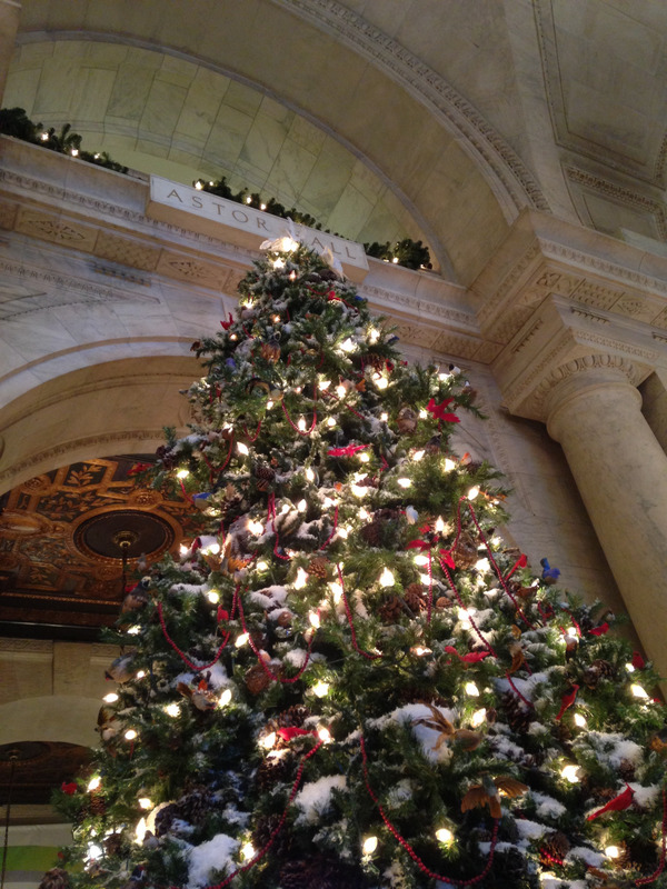 Christmas tree inside the library foyer