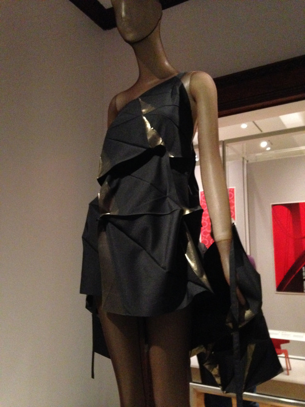 origami-inspired fold up dress, on manikin