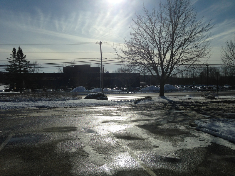 sun-lit parking lot