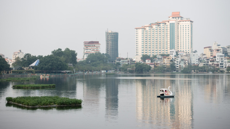 swan boat on West Lake