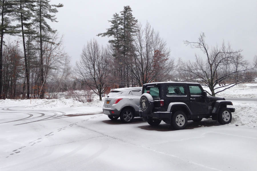 parking lot covered in snow