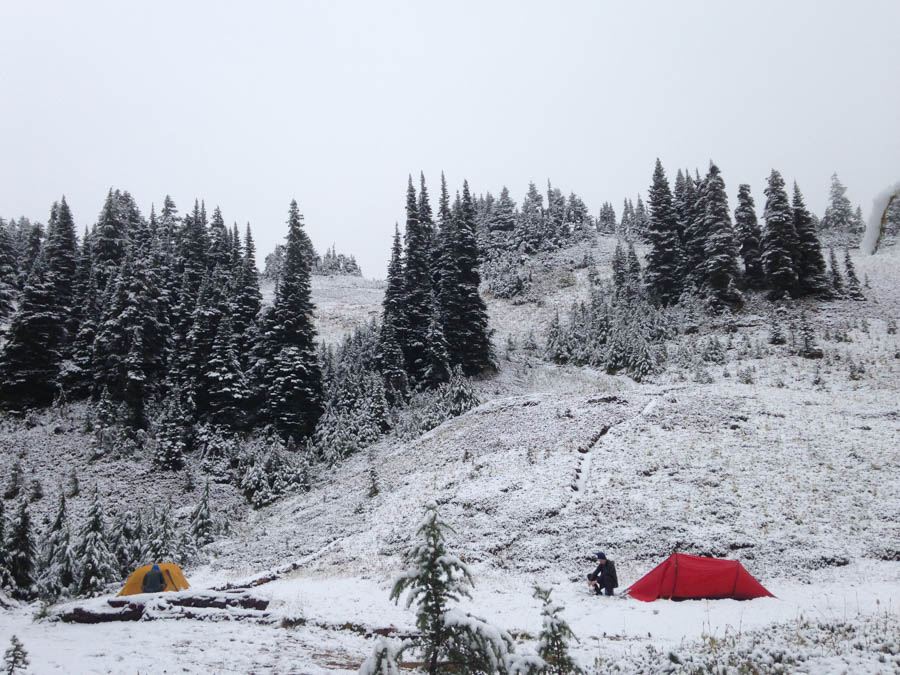 colorful tents in the snow