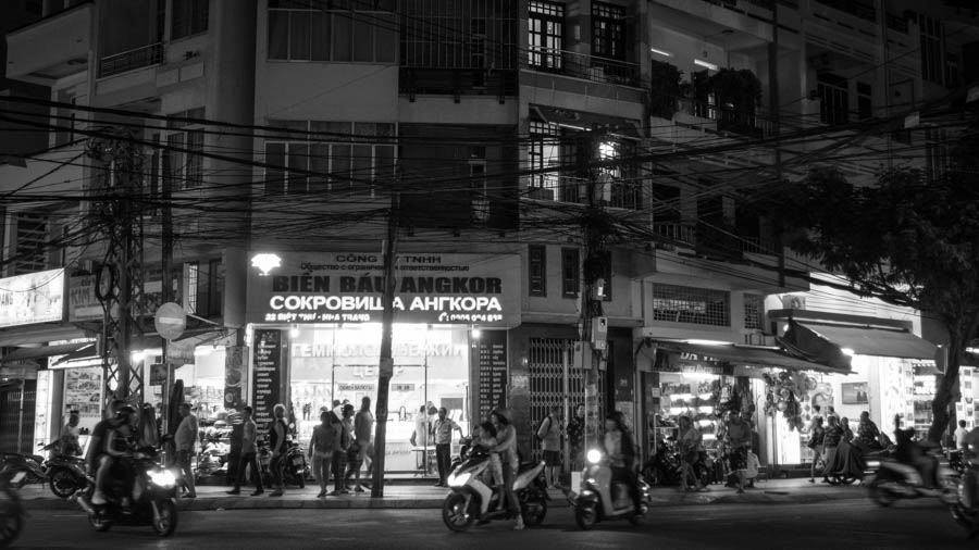 street corner with Russian signs