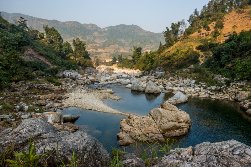 river from the waterfall