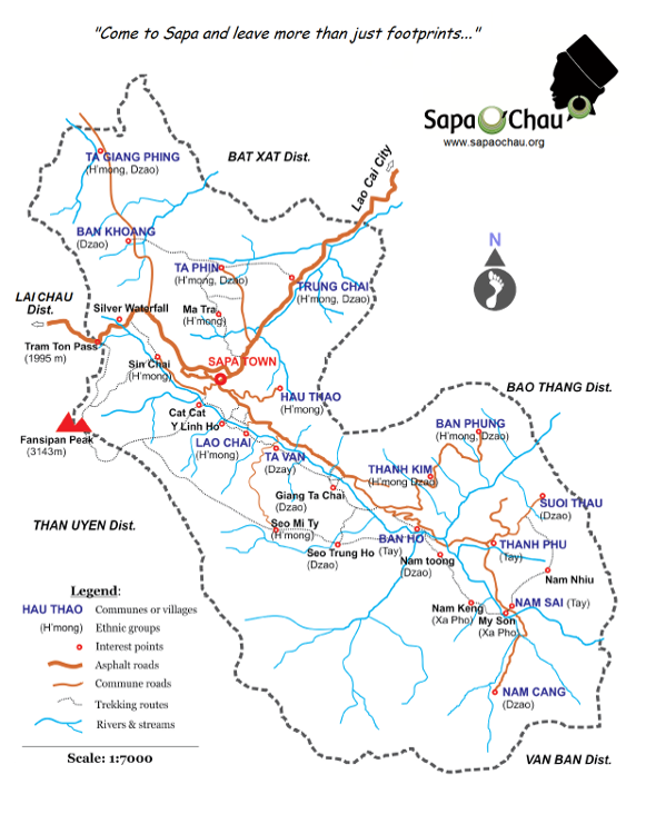 map of the Muong Hoa Valley, produced by Sapa O'Chau