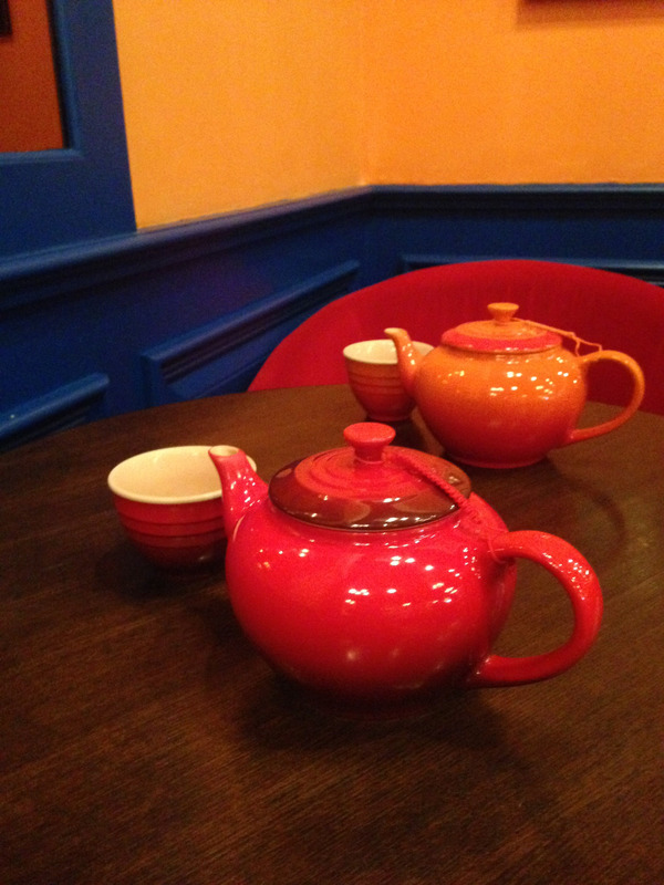 colorful Le Creuset teapots