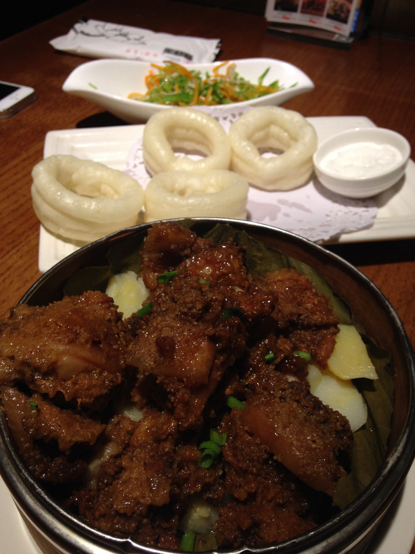 pork sticky rice and donuts