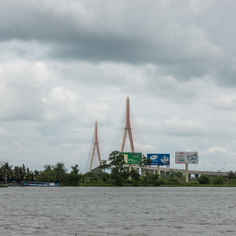 billboards in front of the bridge