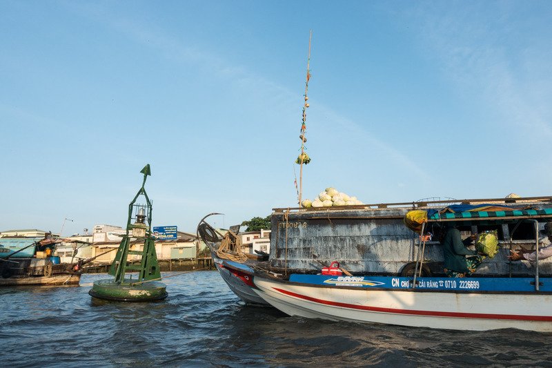 boat tied to a bouy