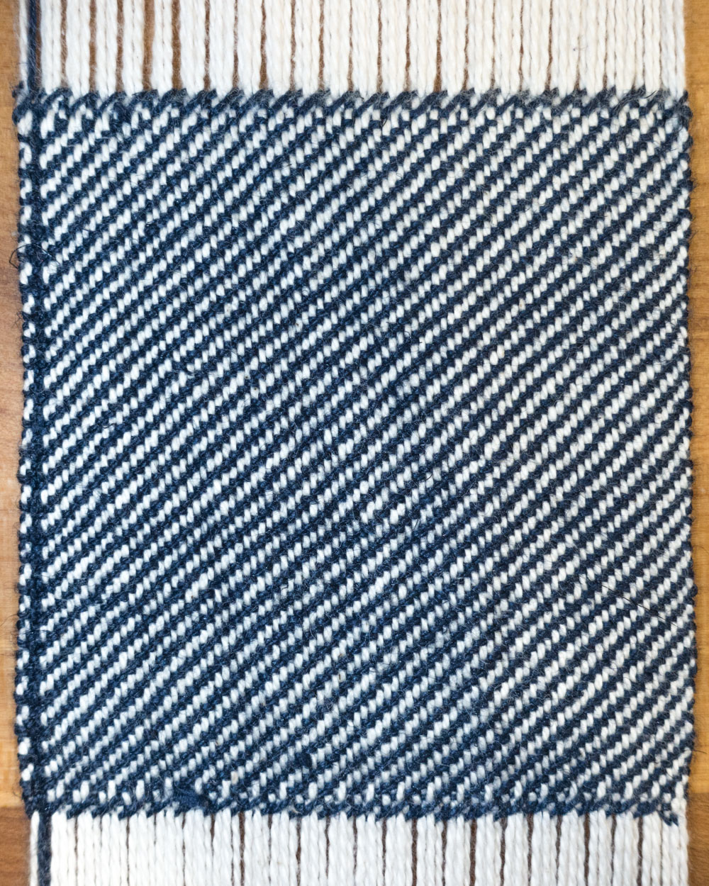 square of twill fabric with linen weft