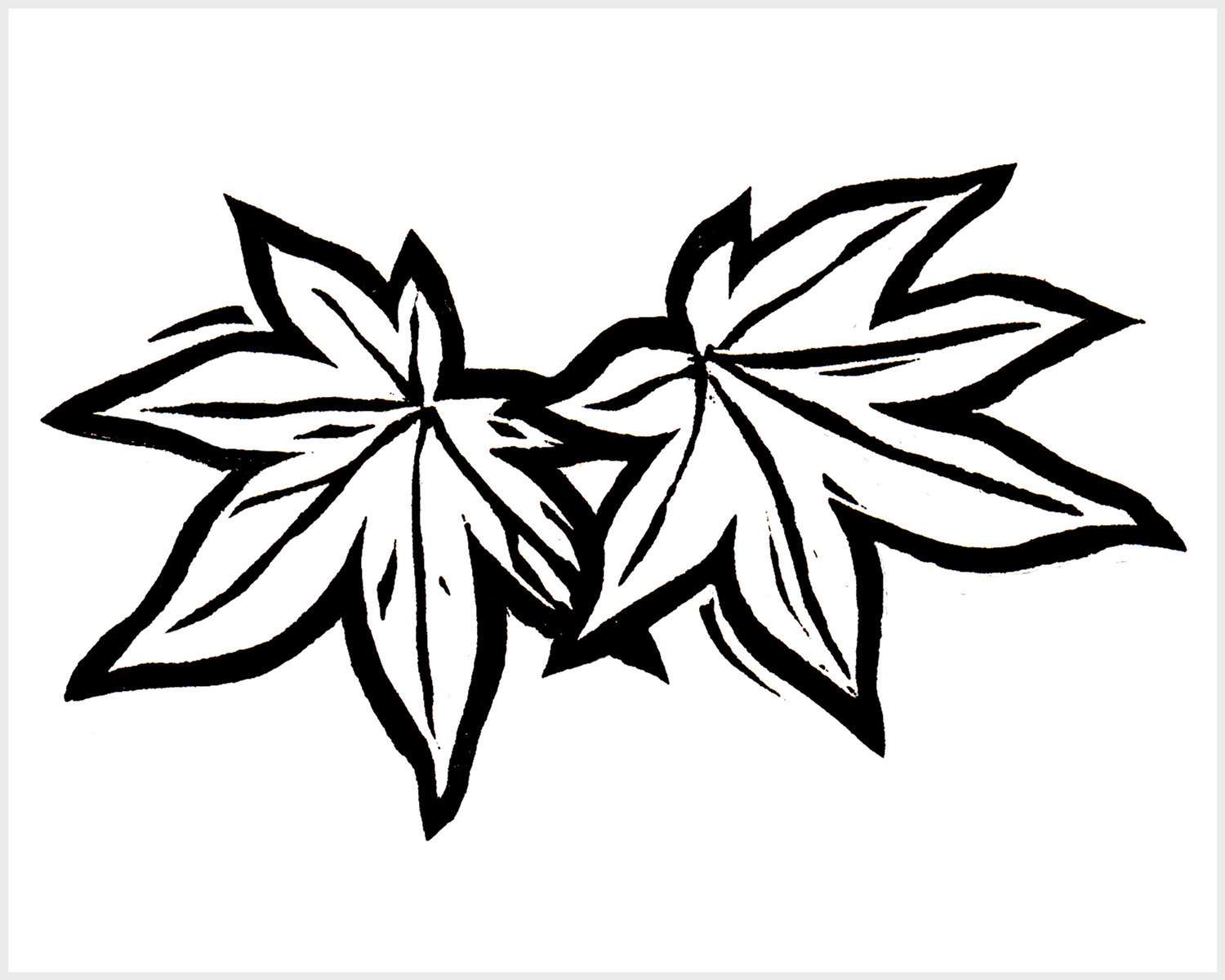 Black and white blockprinted Japanese maple leaves