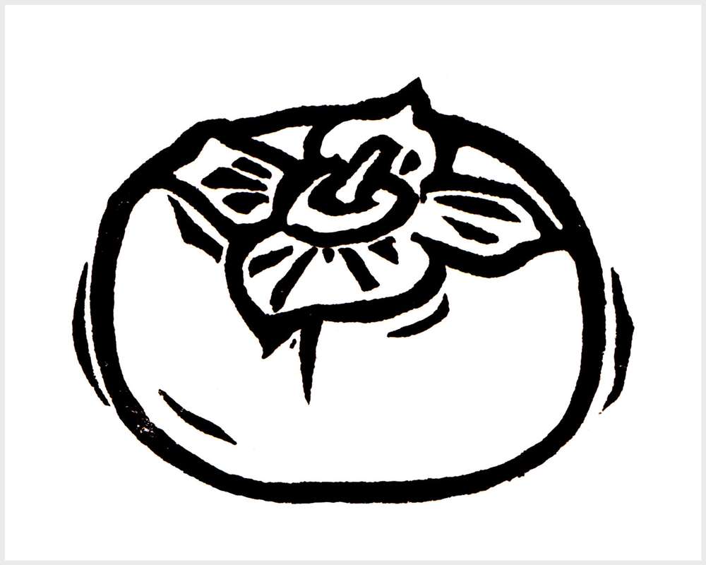 Black and white blockprinted persimmon